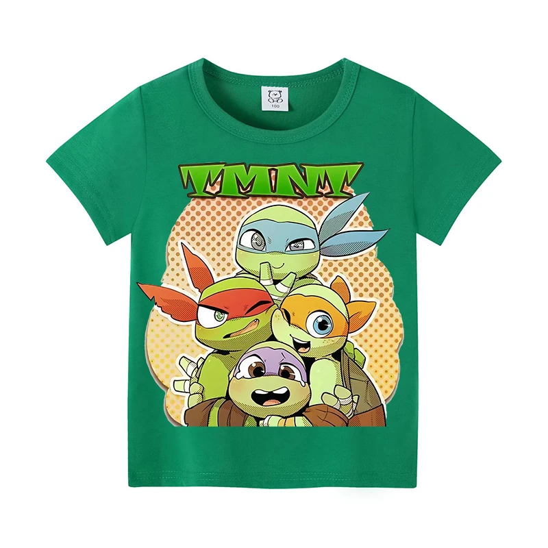 Teenage Mutant Ninja Turtles Short Sleeve Boy Summer Round Neck Green T Shirt Baby Cotton Tees Shirts Children Cartoon Clothes view 2