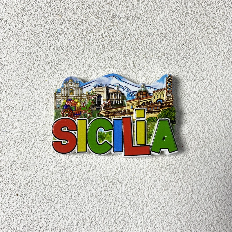 Sicily tourism souvenirs Home decor items Collection Crafts Architecture, carriage 3D stereo magnetic fridge magnets