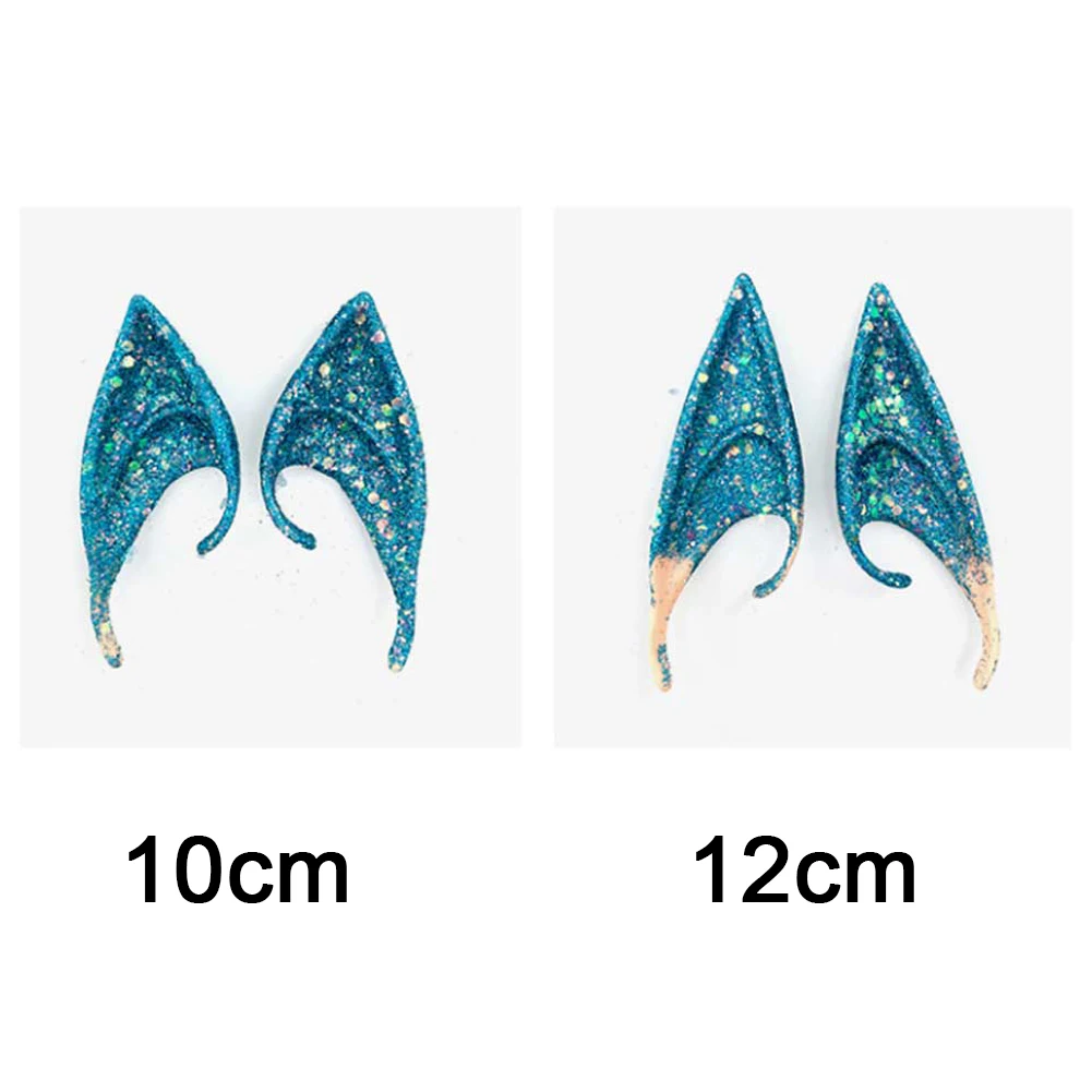 2 Pairs Blue Glitter Elf Ears Couple Jake Neytiri Cosplay Costume Accessories Movie Avatar Women Men Masquerade Props