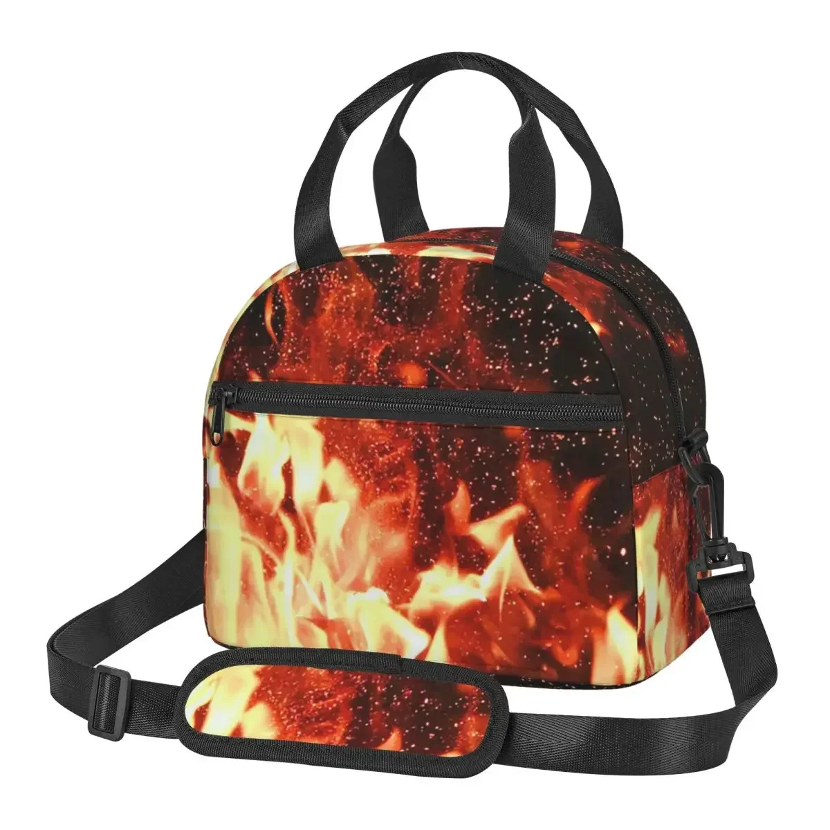 

Сумки для обеда Burning Fire с искрями, изолированная коробка для бенто, многоразовая сумка для обеда, сумки для пикника, термосумка для женщин, школы