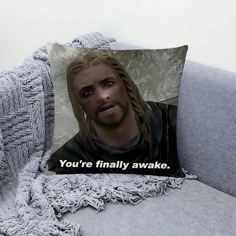 يا أنت أخيرًا مستيقظًا Skyrim كيس وسادة رمي غطاء وسادة الشمال خمر نمط وسادة تغطي غرفة المعيشة المنزلي أريكة Couc #4