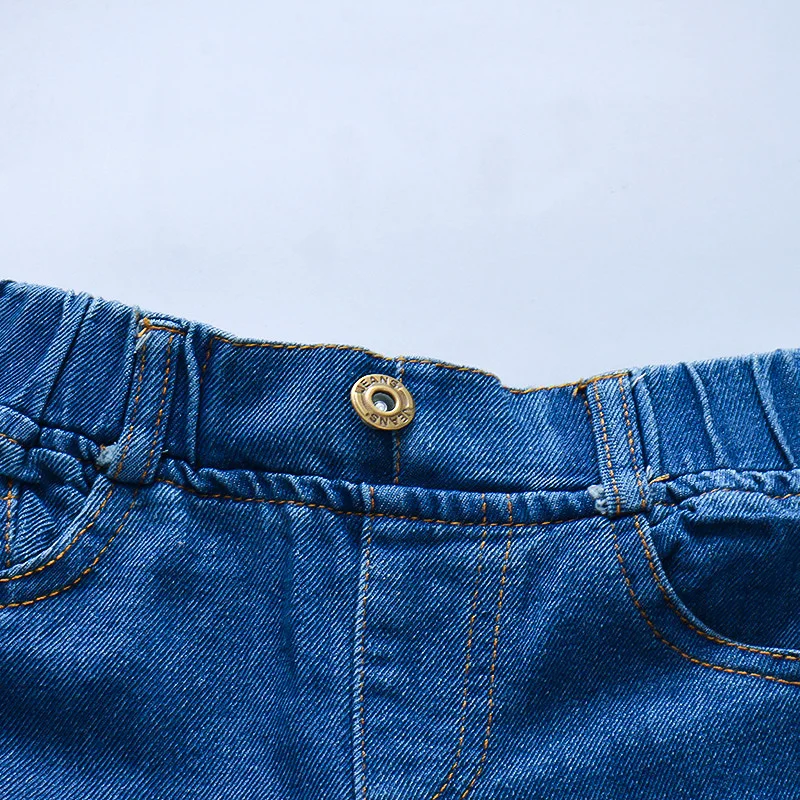 Children\'s Jeans Children\'s Clothing Autumn New Style Girls\' Versatile Straight Tube Hole Casual Korean Style Boys\' Pants