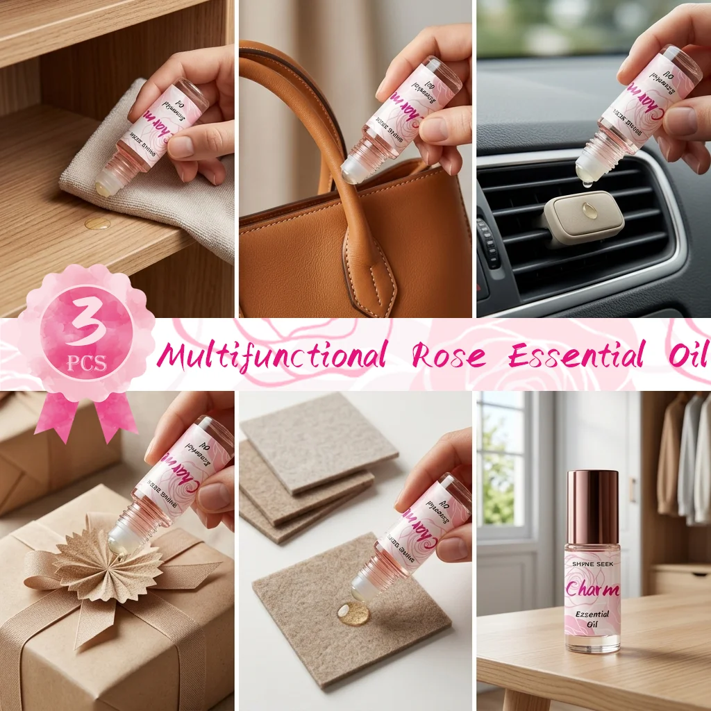 3Pcs Dubai Luxury Charm Essential Oil with Long-Lasting Fragrance Improve Luck, Attract Wealth, Bring Good Fortune, Enhance Good Luck, Valentine's Day Neutral Style Premium Gift with Luxurious and Elegant Packaging, New Formula and Design, New Year's Good Luck, Double the Blessings.