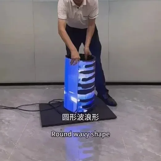 Layar Rana Rol Led Dalam Ruangan Ultra-tipis Portabel Fleksibel Bentuk Perubahan Layar Led Magnetik dan Terpasang di Dinding dengan Casing