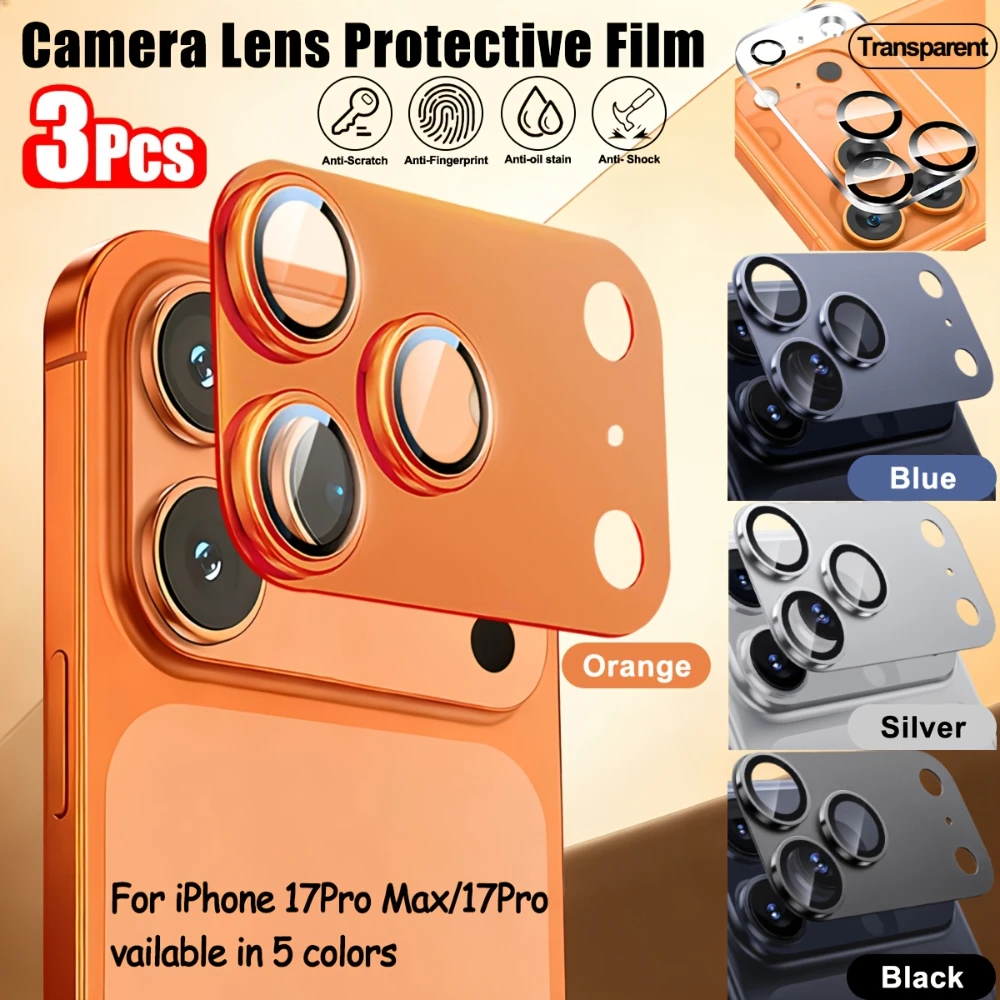 

NNBILI 3Pcs Original Metal Tempered Glass Camera Protector for iPhone 17 Pro Max 17 Pro Phone Lens Cover Accessories AR Function