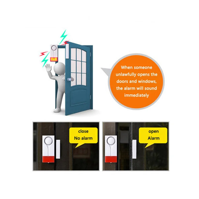 Porta Remota Sem Fio e Janela Guarda Magnética, Contra Roubo, Anti Perdido, Detector de Vibração com Alarme Audível e Visual