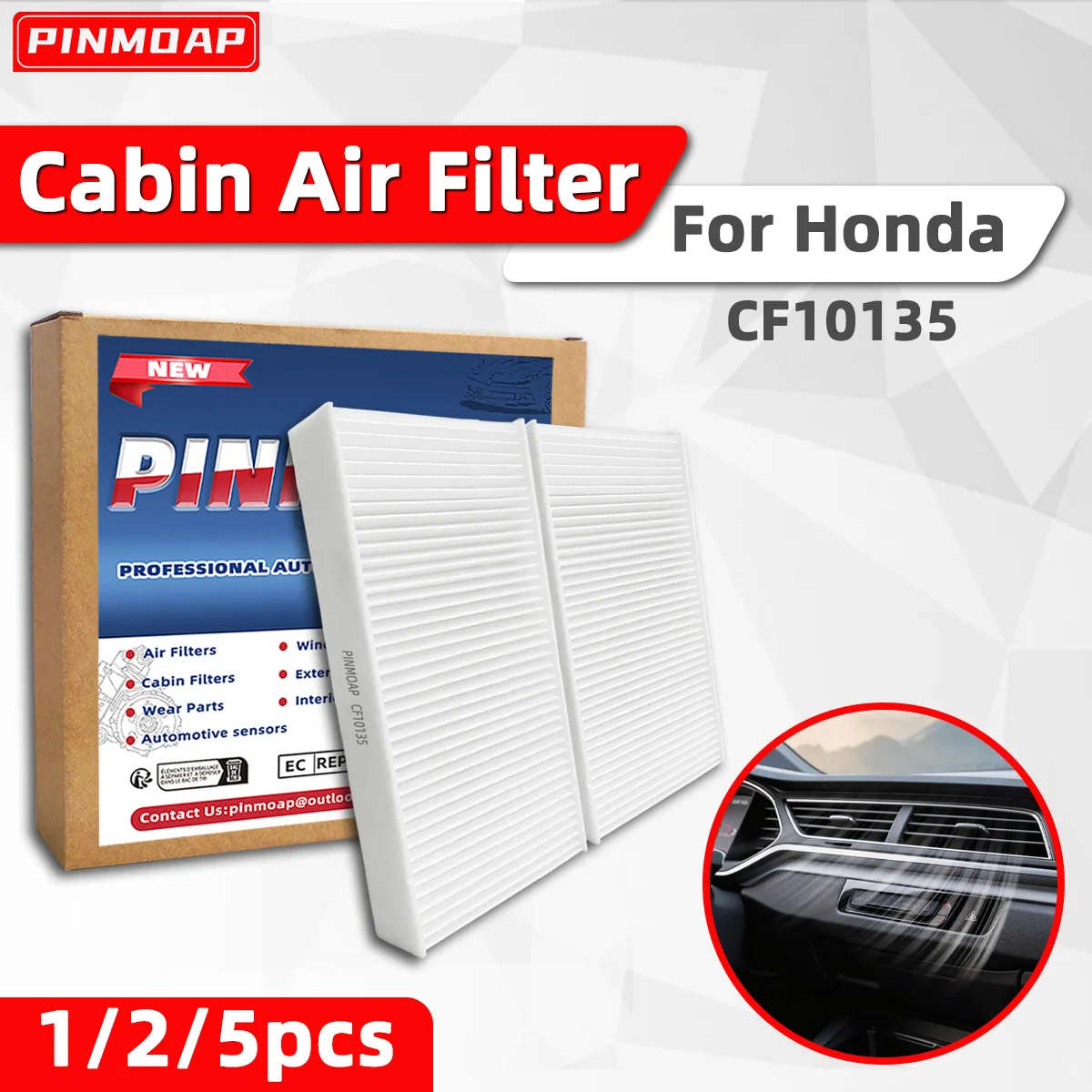 Filtro de cabine PINMOAP 80292-S5D-406 é adequado para Honda Civic/CR-V/Element Acura EL/RSX, filtragem de ar condicionado automotivo.
