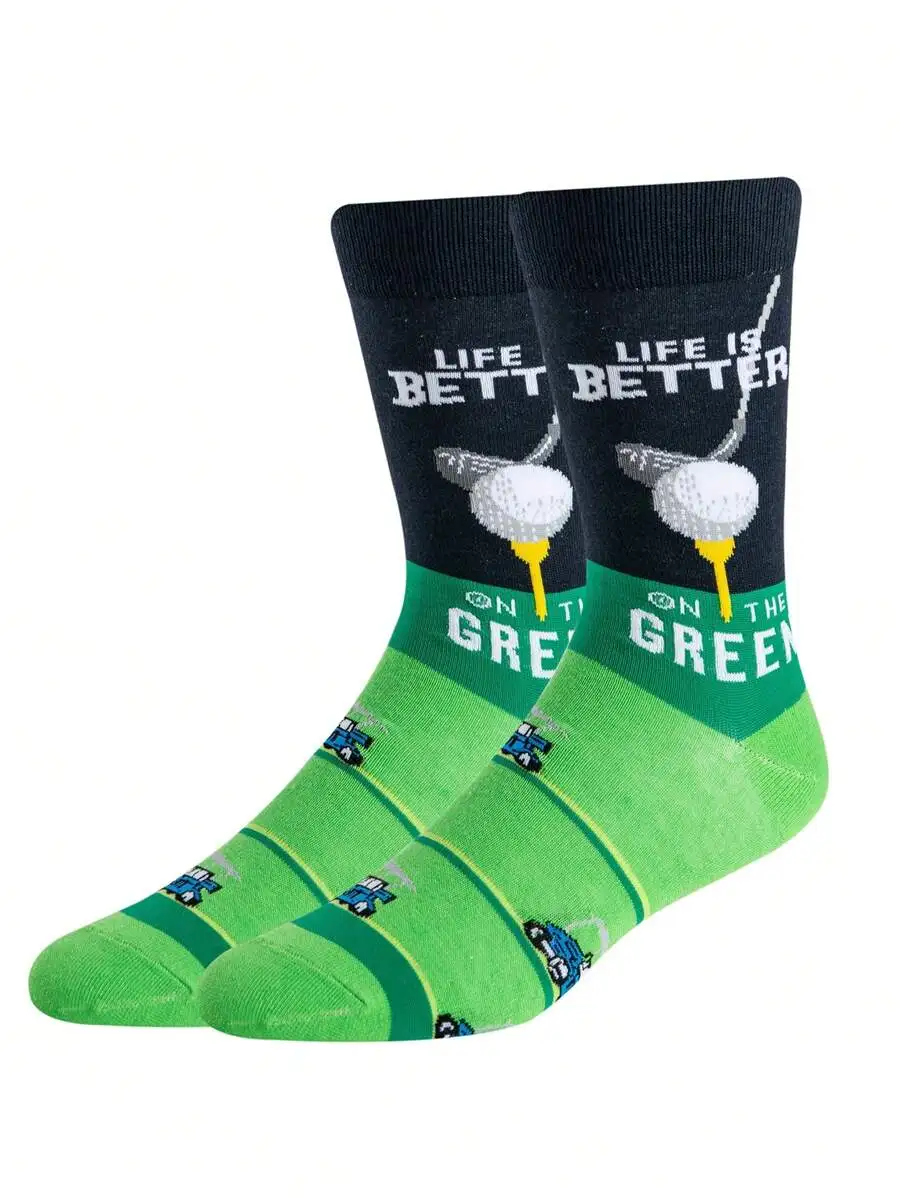 

Mens Golf Theme Socks With Funny Pattern Comfortable Breathable Mid-Calf Socks