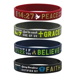 1pc/4pcs Christian Inspirational believe peace grace faith bible verse silicone Bracelet  rubber Wristbands