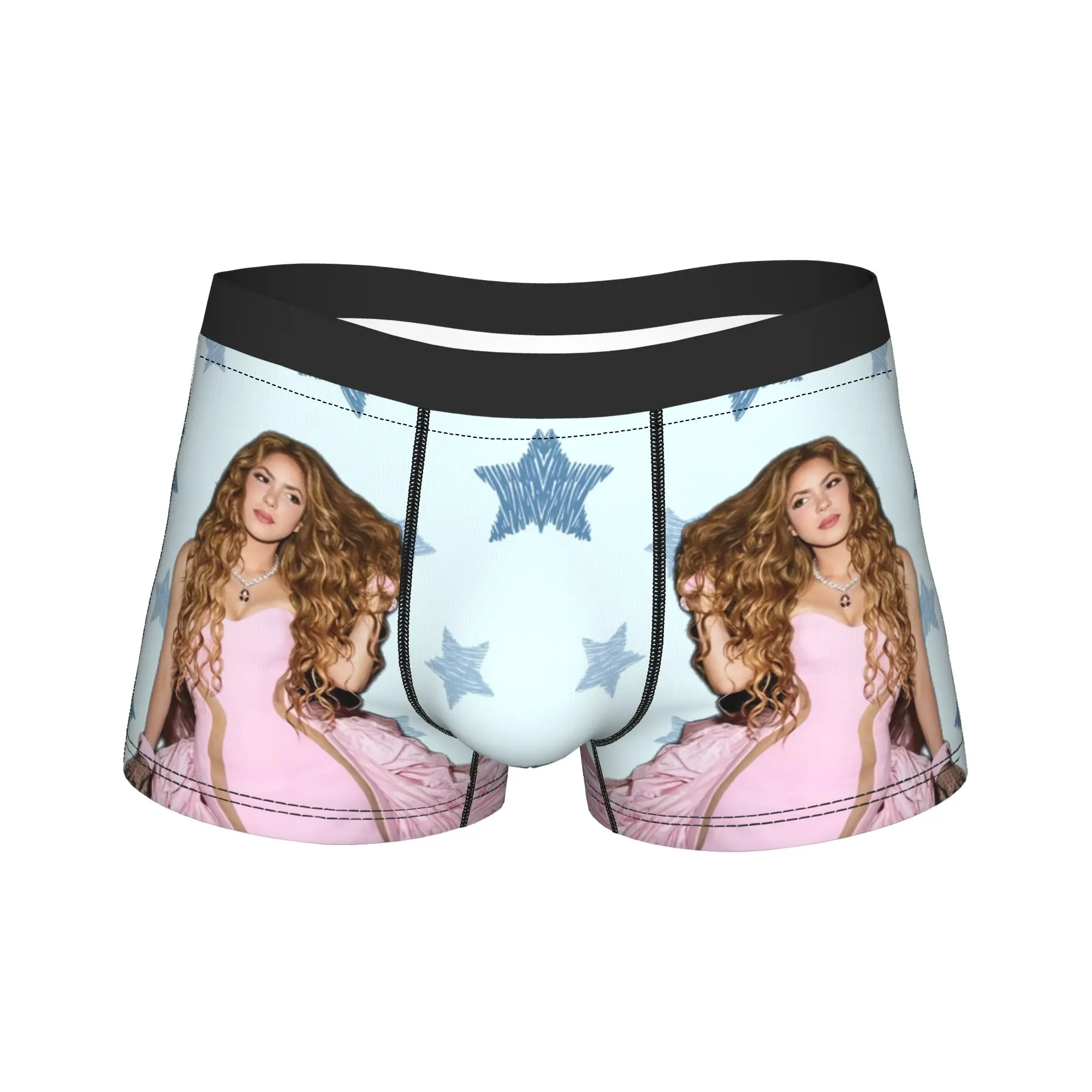 Men's Shakira Colombian Singer Underwear  Funny Boxer Briefs Shorts Panties Male Breathable Underpants Plus Size