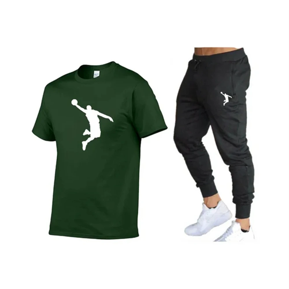 2024 Men Hot-Selling Summer T-Shirt Pants Set Casual Brand Fitness Jogger Pants T Shirts Hip hop Fashicon Men\'sTracksuit