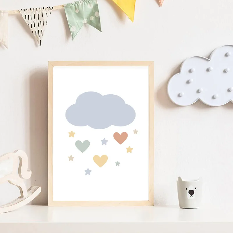 Cloud Zon Regenboog Vorm Alfabet Nummer Kinderkamer Muur Canvas Schilderij Nordic Posters En Prints Foto Baby Kinderkamer Decor