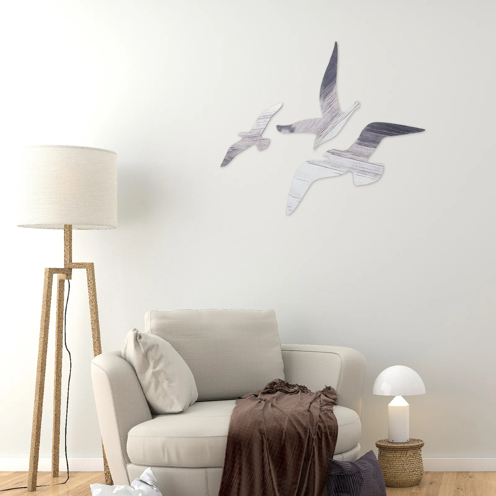 3Pcs Wood Seagull Wall Hanging Decor Mediterranean Inspired Coastal Wall Art Seagull Nautical Ornament Ocean Theme Living Space