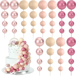 48pcs Pink Cake Decor Balls Cake Topper for Birthday Party Wedding Cake Decor(Glitter Pink, Rose Gold, Light Brown, Light Nude)