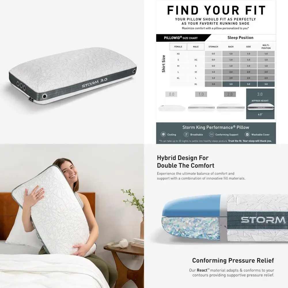 

Bedgear Storm Pillow: Cooling Support for Hot Sleepers, Relieves Neck Pain, Medium Firmness, Hypoallergenic, Breathable and Wash