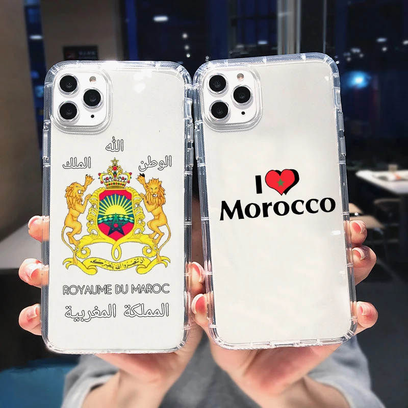 Morocco Flag Passport Phone Case for IPhone 11 12 13 Mini 14 15 Pro Max 8 7Plus X SE2 XR XS MAX Clear Cover Soft Silicone Fundas