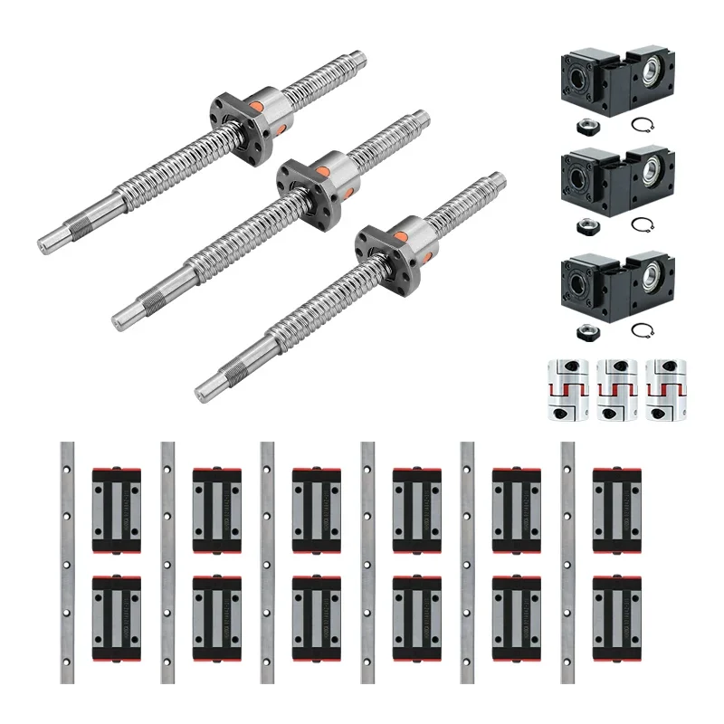

HLTNC 12 HGH20CA Square Linear guide sets + 3 Ballscrew SFU605- + BK BF12 + jaw Flexible Coupling Plum Coupler for cnc