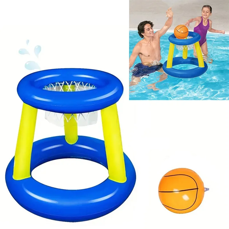 Set di canestro da basket gonfiabile in PVC per bambini gioco interattivo genitore-figlio all'aperto lancio del cerchio intrattenimento giocattoli estivi per giochi d'acqua