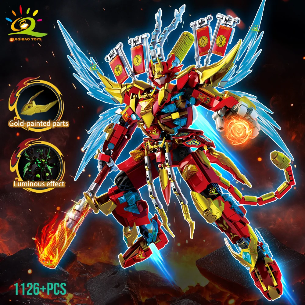 HUIQIBAO Myth Wukong Mech Model Building Blocks DIY Man Armor Robot Set Decorative Ornaments Bricks Toys for Adult Gift view 4