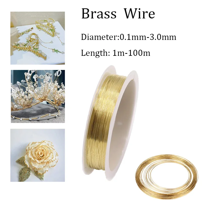 

1-100m Brass Wire, Metal Wire For Jewelry Making No Fade Beading Wire DIY Crafts Supplies Material