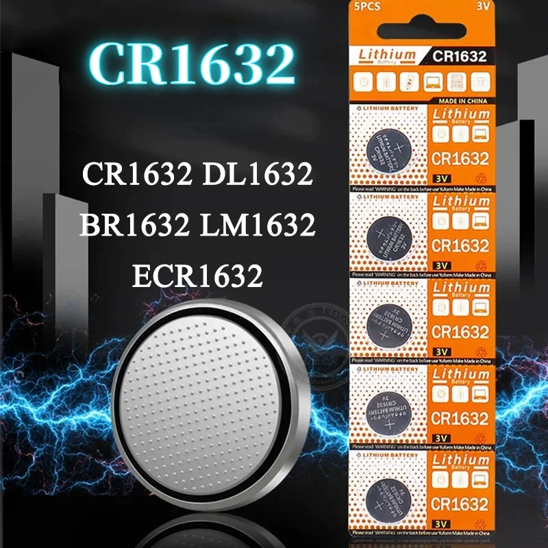 10PCS 3V 125mAh CR1632 Coin Cells Batteries CR 1632 DL1632 BR1632 LM1632 ECR1632 Lithium Button Battery for Watch Remote Key