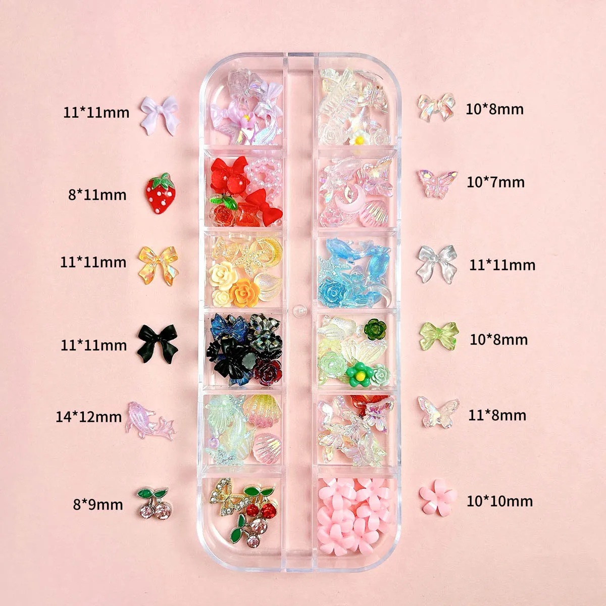 1Set Creative Mini Colorful Rhinestones Star Shell Nail Art Decorations Multiple Style Butterfly Bow Sunflower Nail Charms DIY