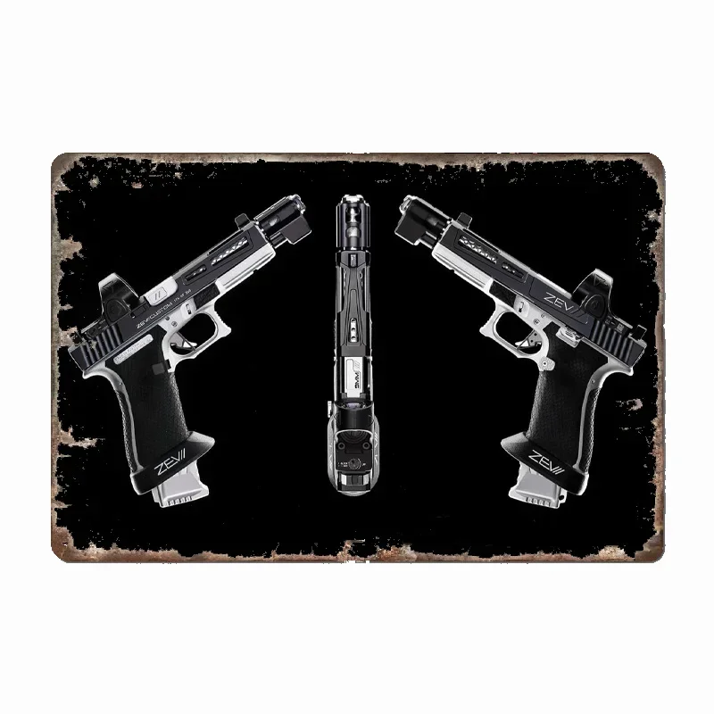 Gun Handgun Pistol Metal Plaque Poster Club Home Valines Pistols Cave Classic Plaques Tin Sign Poster Room Wall Decoration