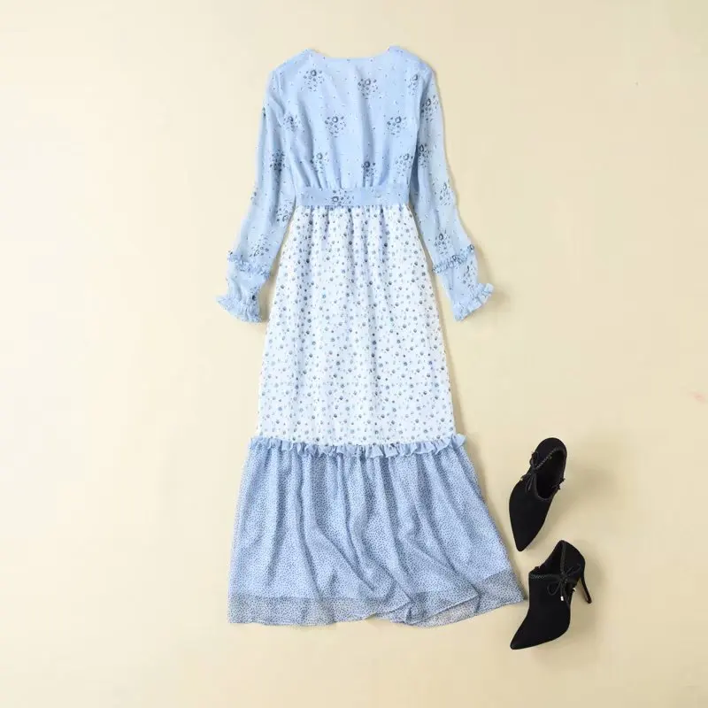 فستان الأميرة أزياء كيت ميدلتون فستان نسائي مرقع بأكمام طويلة