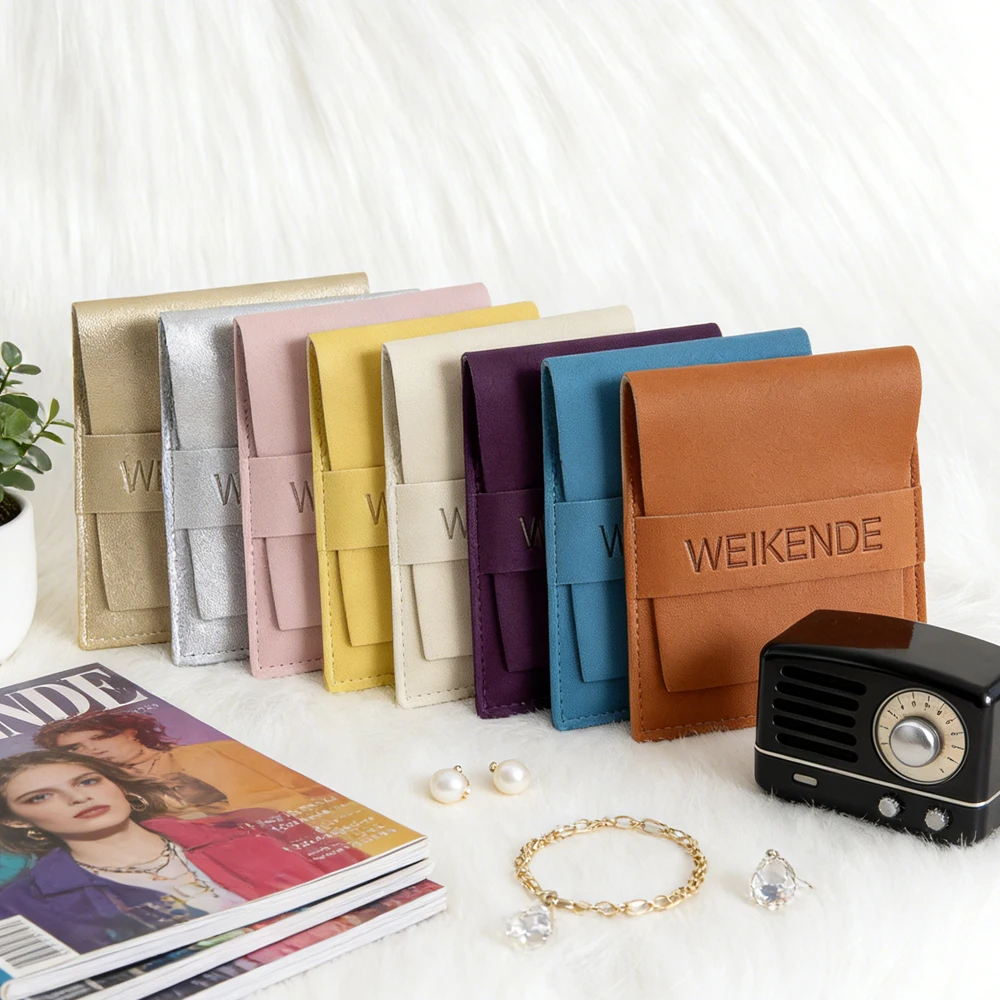 

Персонализированные 50/100 шт., кожаная сумка для ювелирных изделий, сумка из искусственной кожи, нежная упаковка для сережек, свадебные сувениры, органайзер, саше для подарков