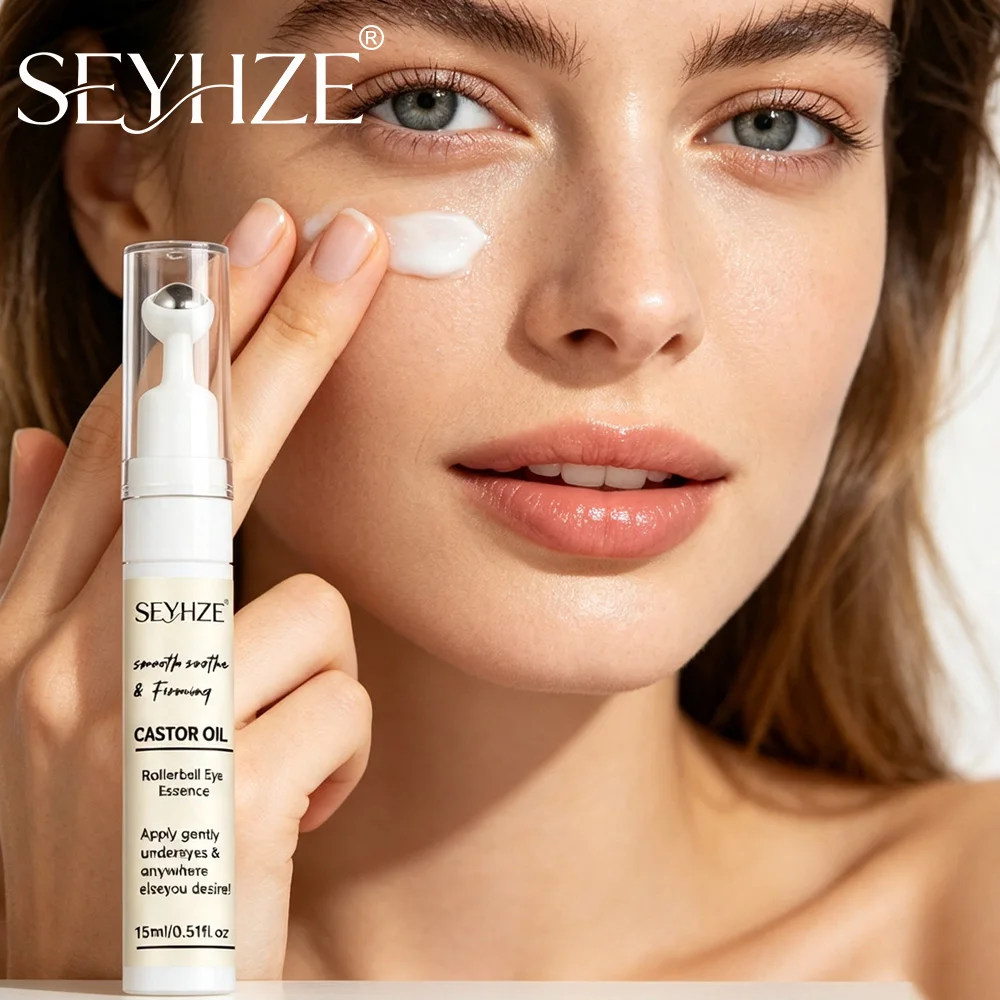 SEYHZE Castor Oil for Eyes 15ml Lifts Tightens Eye Area Enhances Contour Honey Vitamin C Hyaluronic Acid