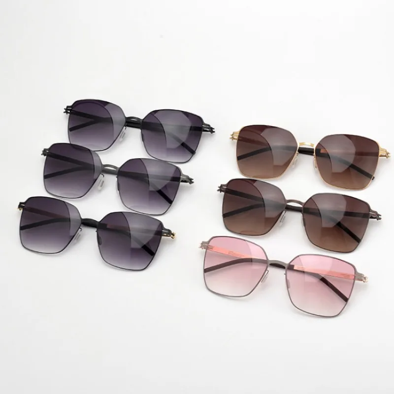 

2026 New Handmade Lightweight Screwless Square Women UV Protection Sunglasses Glasses Fashionable Men Thin LOUIS Stainless Steel