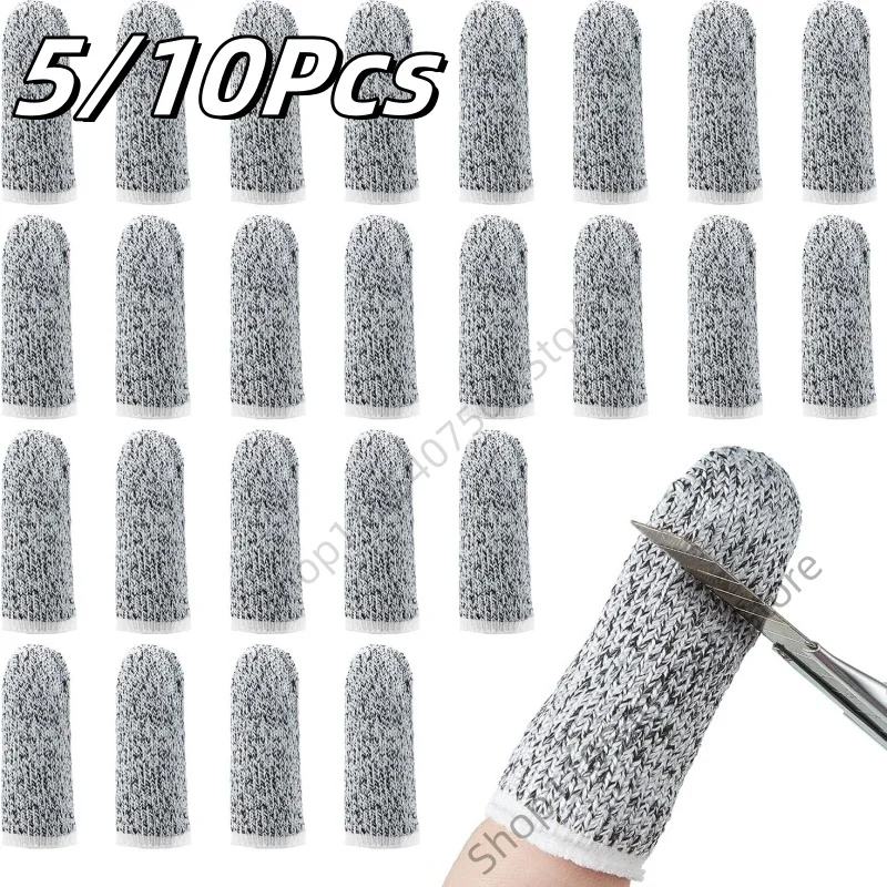 5/10Pcs Anti-Cut Finger Cover 5-level Elastic Wear-resistant Finger Sleeves Finger Sleeves Kitchen Work Protection Finger Cover