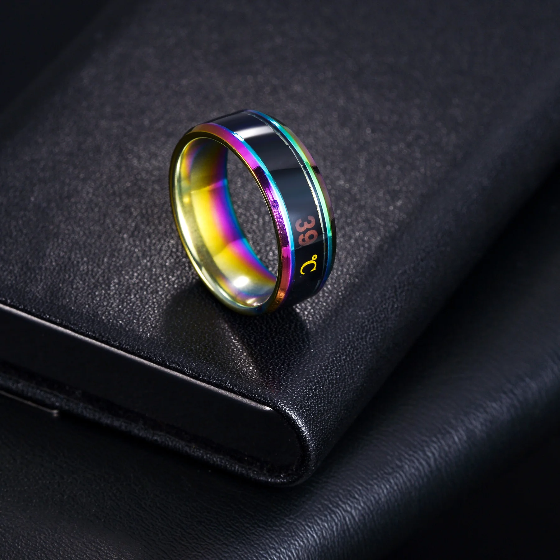 الرجال 8 مللي متر الفولاذ المقاوم للصدأ المزاج العاطفة الشعور درجة الحرارة خواتم للنساء الرجال الأزواج خواتم لهجة غرامة مجوهرات هدية #3