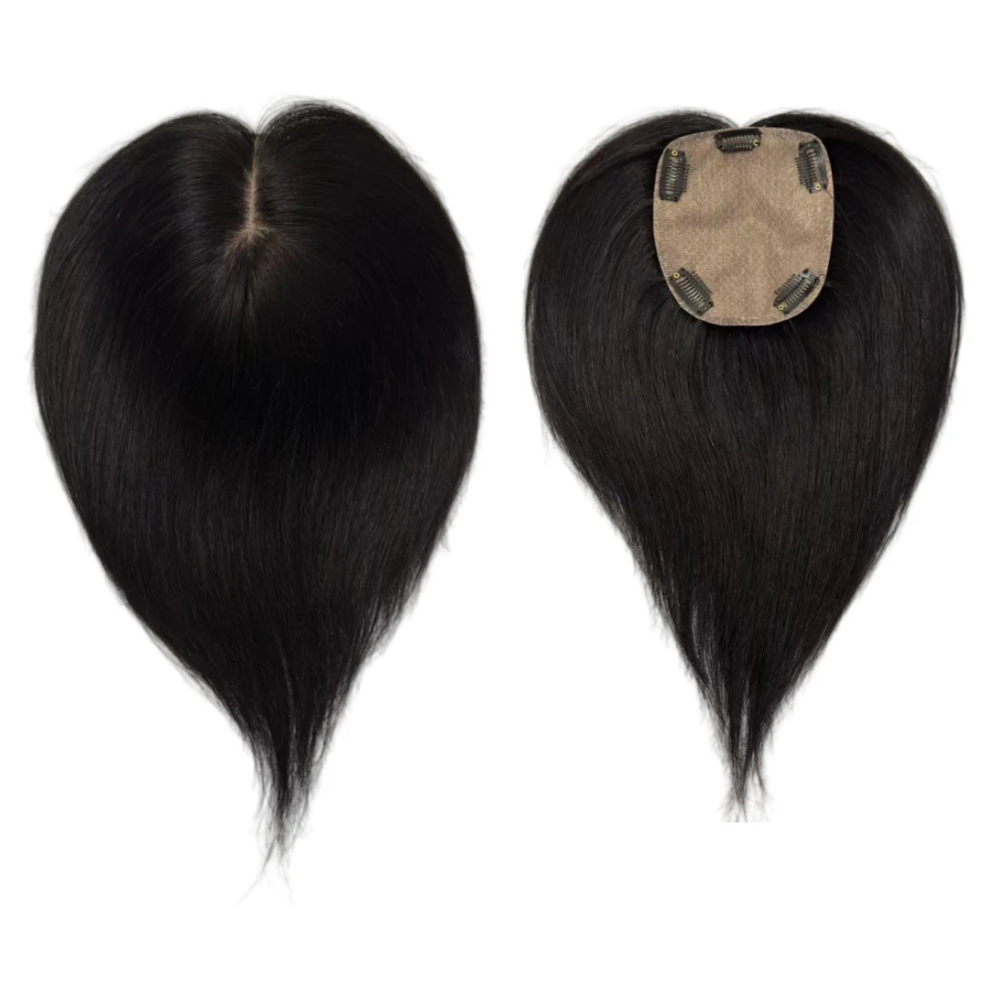 Silk Skin Base Human Hair Topper Free Parting Toppers for for Women Clip in Hairpiece Natural Scalp Top Brazilian Hair Extension