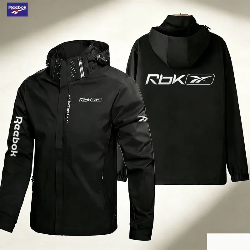 Reebok Logo Men's Windproof and Waterproof Jacket, Ideal for Hiking, Outdoor Adventures, and Motorcycle or Scooter Riding