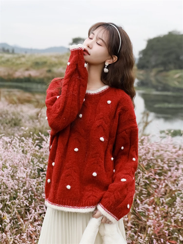 

Sweater Women Winter Pullover Girls Sweater Oversize Knitting Tops Vintage Long Sleeve Fall Female Knitted Outerwear Warm Pull