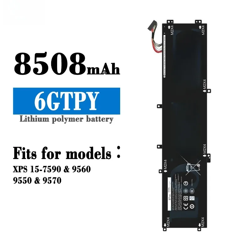 High‑quality 6GTPY 11.4V 8508mAh Laptop Battery for DELL XPS 9550 &9570 XPS 15-7590  9560 Battery Replacement