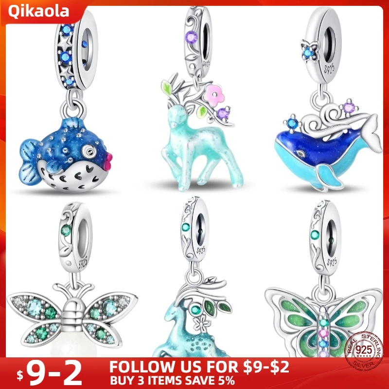 

S925 Sterling Silver Luminous Series Mysterious Elk Pendant Fit Original pand 3mm Bracelet For Women Birthday Fine Jewelry Gift