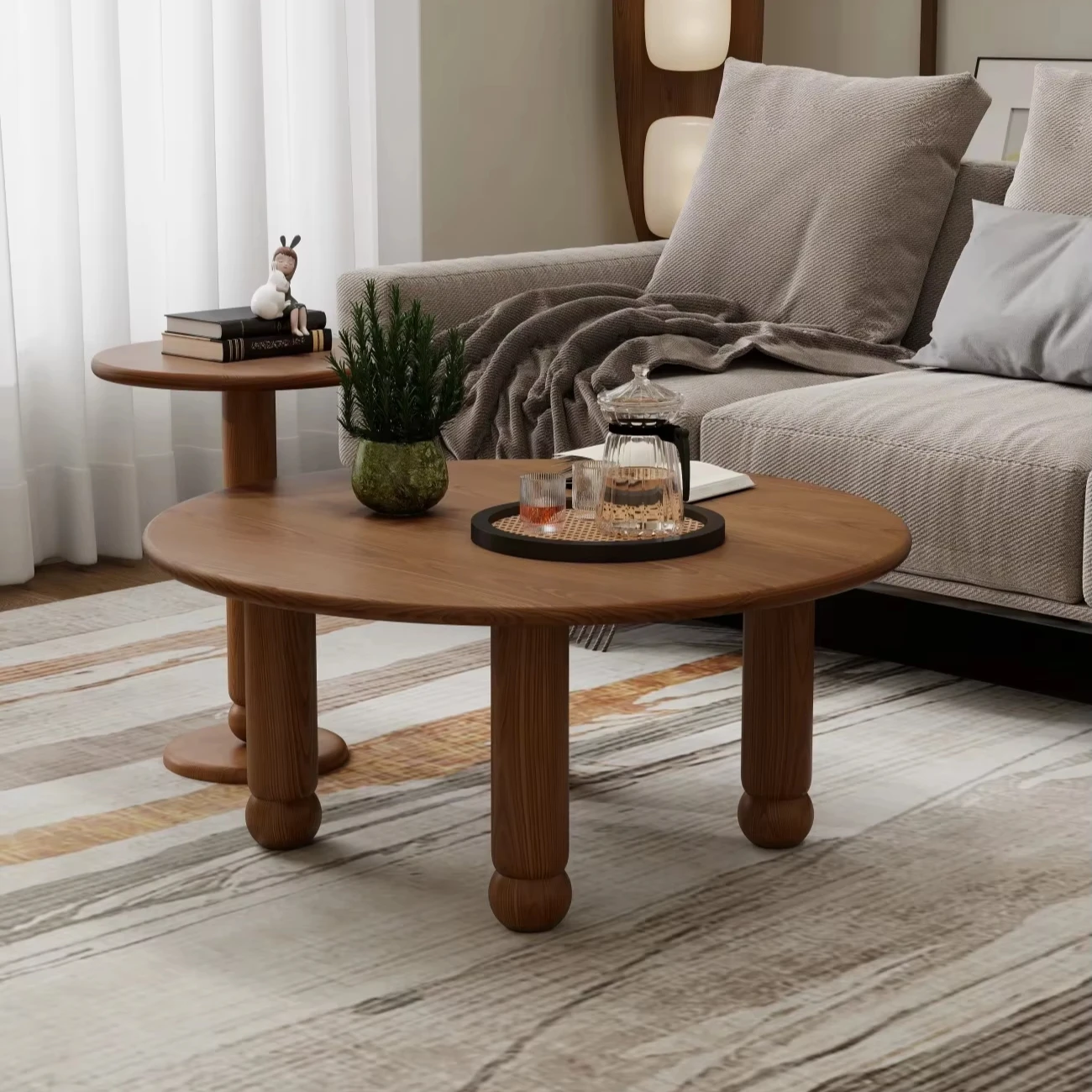 Durable Eco-Friendly Easy to Clean Modern Vintage Walnut Solid Wood Coffee Table Simple Design for Small Living Room Furniture