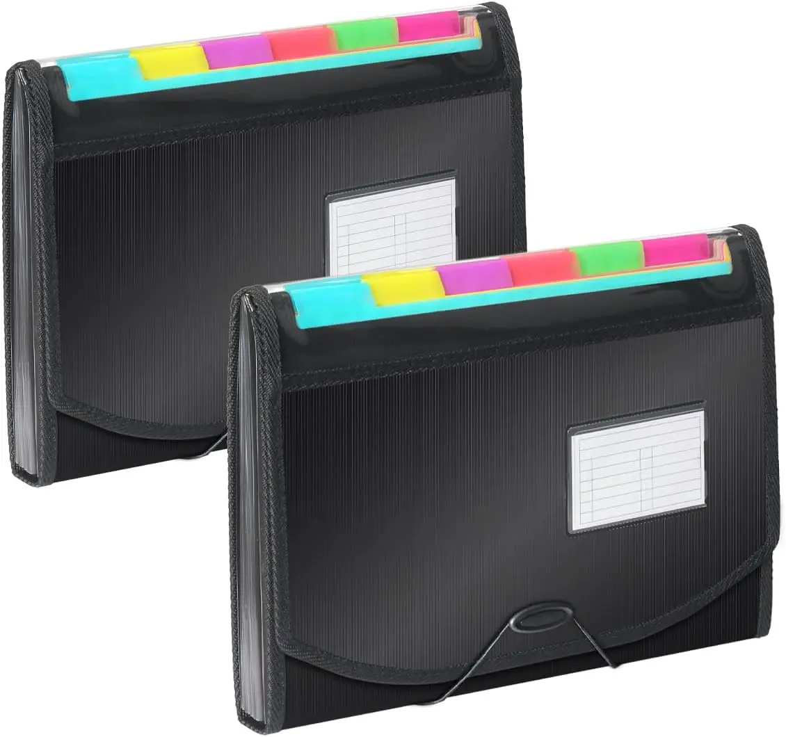 

13 Pocket Expanding File Folder, 2-Pack Letter Size Accordion Organizer with Labels