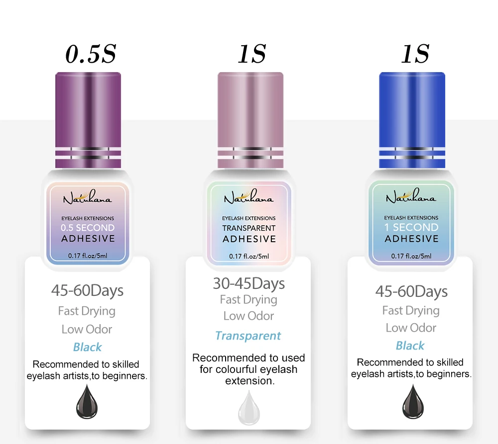 NATUHANA 3 teil/los Wimpern Kleber Wasserdicht Wimpern Extensions Kleber Schnell Trocknend Langlebig Augen Kleber Make-Up-Tools – Detail 7