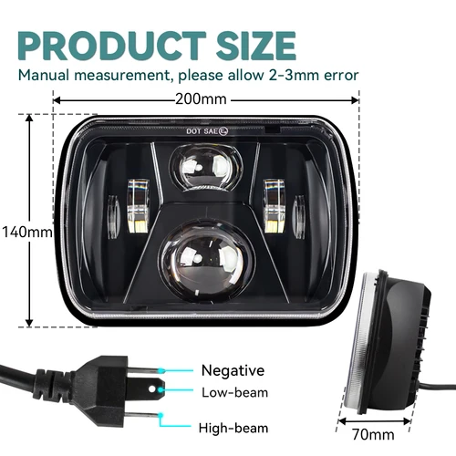 Imagen 2 del producto Para Cherokee XJ Wrangler YJ accesorios H6054 H5054 H6054LL 6052 6053 coche 110W 5x7 pulgadas faros Led 7x6