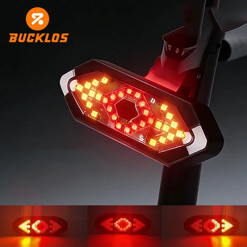 

BUCKLOS Bike Taillight With Turn Signal Remote Control LED Highlight Bicycle Rear Light Rechargeable Cycling Lamp Warning Lights