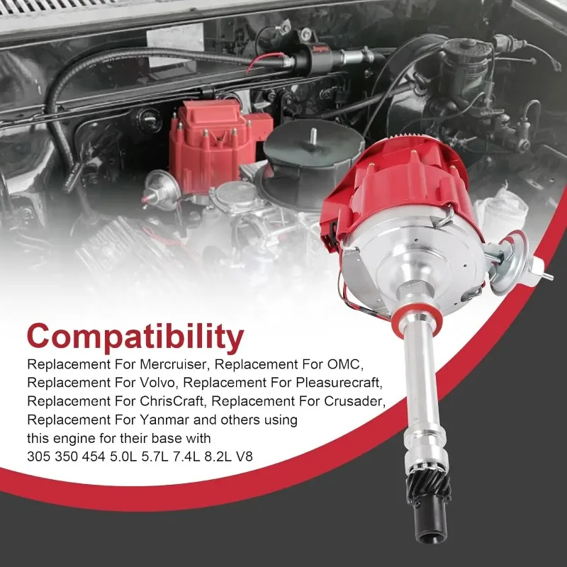 HEI موزع الإشعال الإلكتروني 65K لفائف بديلة لشيفي SBC BBC 305 350 454 5.0L 5.7L 7.4L 8.2L V8 Red Super Cap · Hot