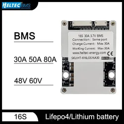 HeltecBMS bms 16s 48v lifepo4 battery 30A 50A 80A Lipo lithium /Lifepo4  battery bms 48v 13S 60V battery management system