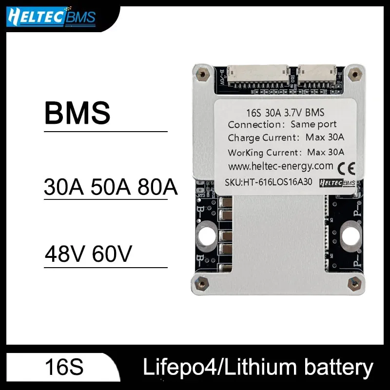 HeltecBMS BMS 16S 48V LiFePO4 Battery 30A 50A 80A Lipo Lithium /LiFePO4 Battery BMS 48V 13S 60V Battery Management System