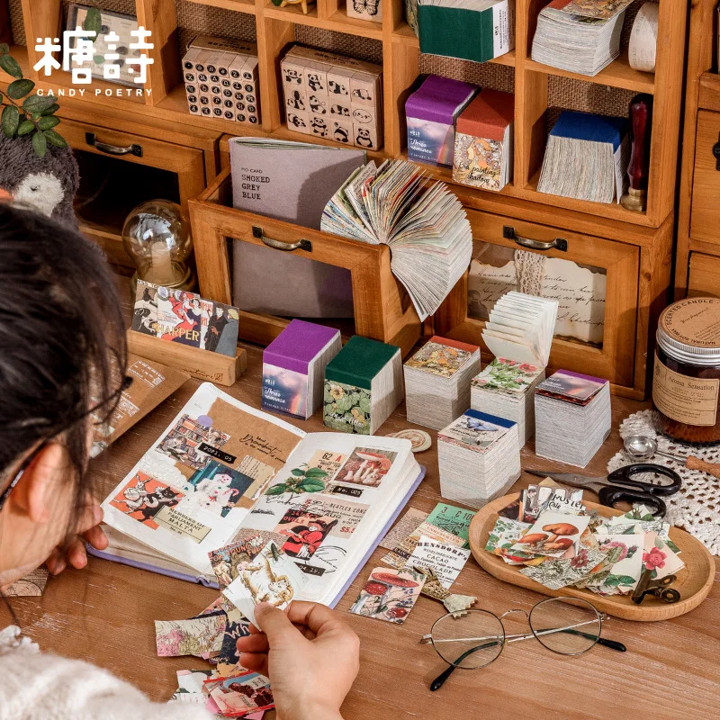 400pcs/lot Memo Pads Material Paper Vintage Atlas Junk Journal Scrapbooking Cards Retro Background Decoration Paper