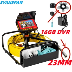 23MM Camera Pipe Inspection Camera with DVR 16GB FT Card,SYANSPAN Sewer Drain Industrial Endoscope 8500MHA Battery 10/20/30/50M