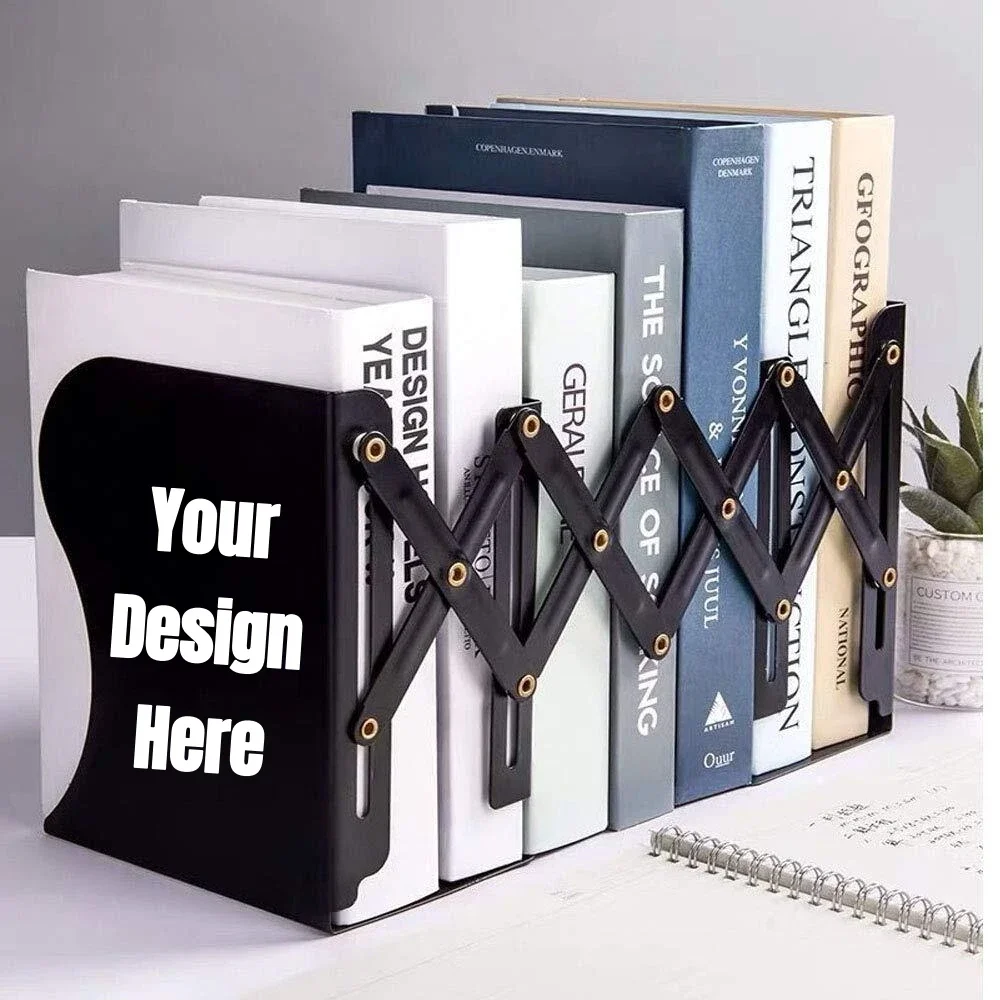 Custom Retractable Bookends for Shelves Book Support Stand Set Adjustable Bookshelf Desk Organizer Desktop Office Accessories