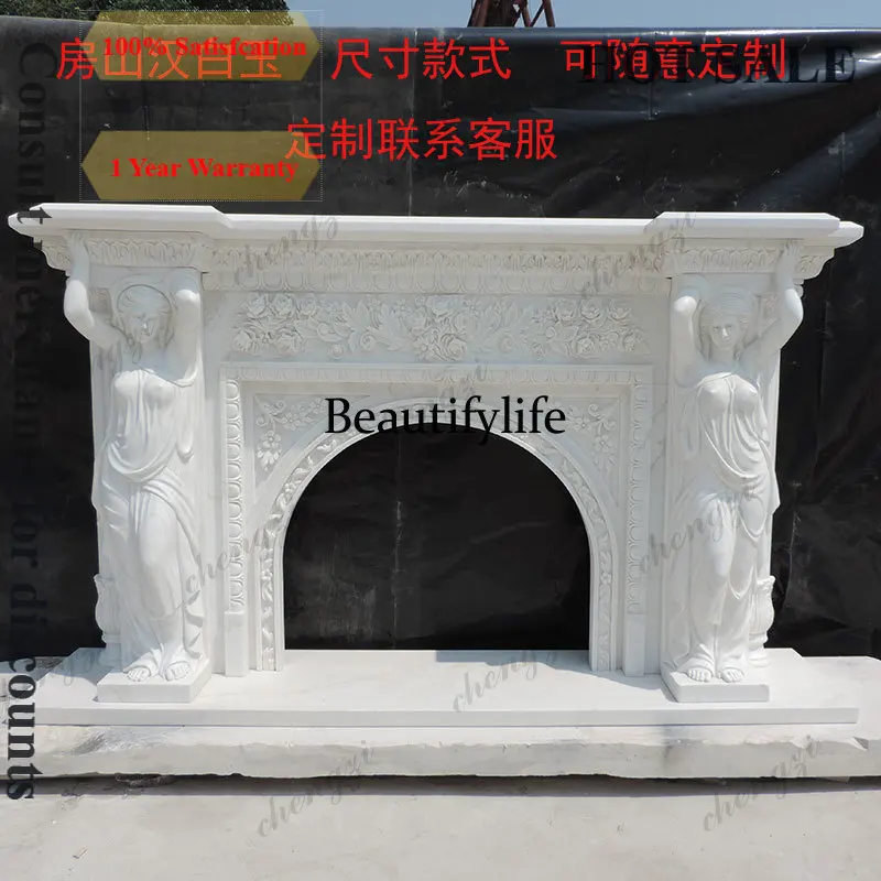 B567  Natural marble fireplace European and American style, indoor stone decoration ornament French stone stone carving fireplac